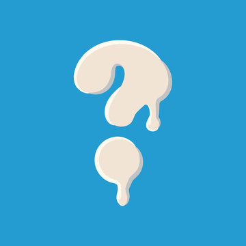 Question Mark Isolated On Baby Blue Background. Milky Question Mark Vector Illustration