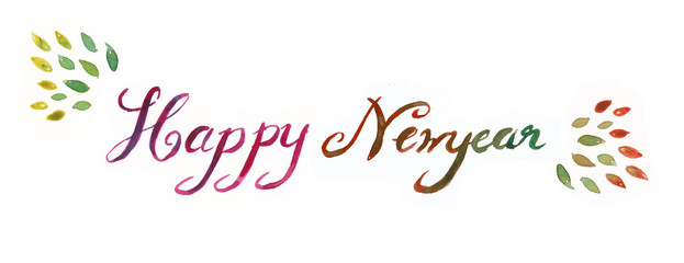watercolor hand lettering happy new year typography illustration