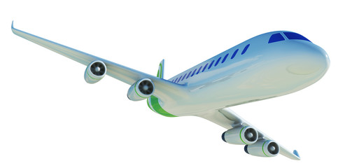 White Four-engine Airplane, White Aeroplane Isolated On White Background, Plane - 3d Model, Plane Concept - 3d Rendering