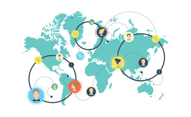 woman and man social network community. group of multi ethnic racial people who talk and share ideas, information. Online communication and friendship between of diverse cultures. vector silhouette