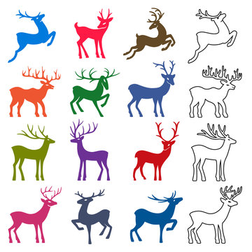 Colored & black deer set