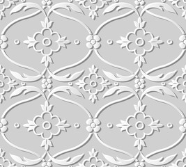 3D paper art 598 curve cross leaf vine flower