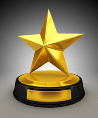 Golden star trophy - 3d render