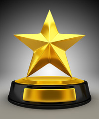 Golden star trophy - 3d render