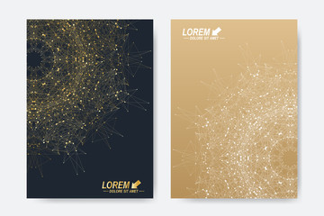 Modern vector template for brochure, Leaflet, flyer, cover, magazine or annual report A4 size. Business, science, medicine and technology design book layout. Abstract presentation with golden mandala