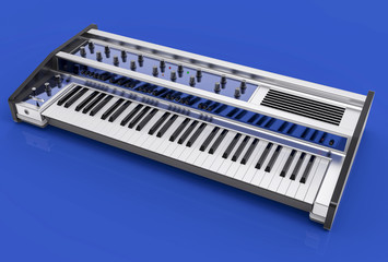 3D Isolated Modern Keyboard Illustration. Music instrument conce