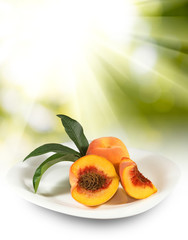 Image of ripe peaches close-up