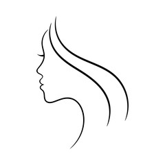 Female face profile sketch. May be used for spa and beauty salon or another decoration.