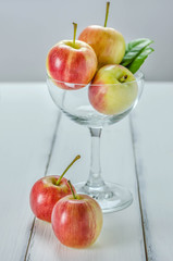fresh  apple with glass