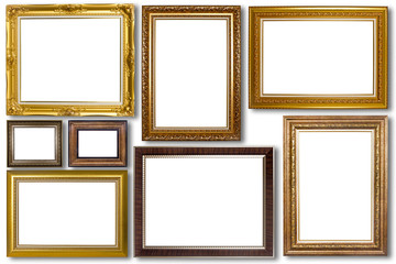 Set of picture frame. Photo art gallery isolated on white backgr