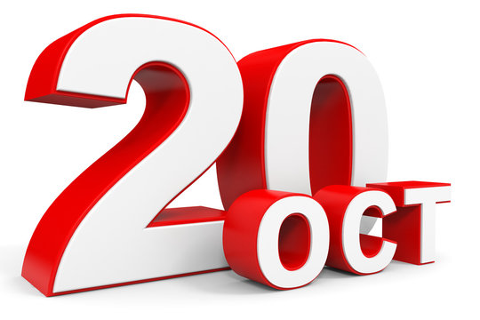 October 20. 3d text on white background.