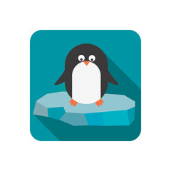 Penguin on the floe color flat icon