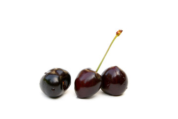 Sweet ripe cherries isolated on white background