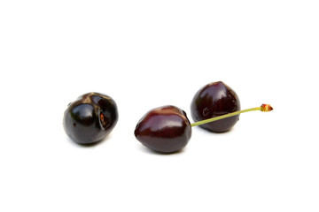 Sweet ripe cherries isolated on white background