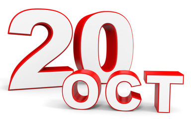 October 20. 3d text on white background.
