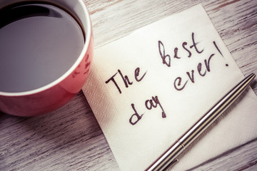 Romantic message written on napkin