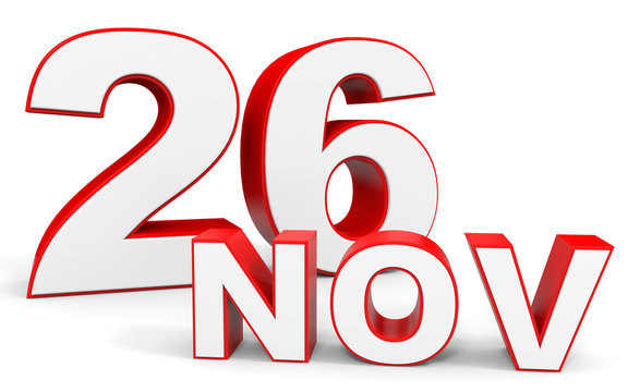 November 26. 3d text on white background.