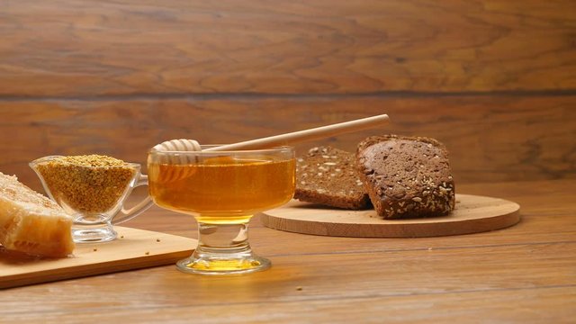 Composition of honey, honeycomb, fruits, brown tommy and bee bread (RL Pan)