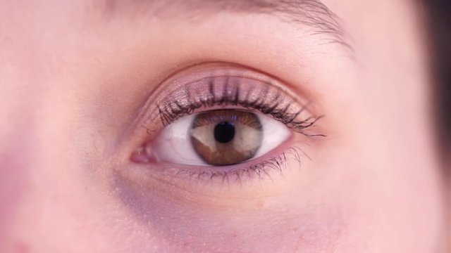 View of a Detailed close up of an brown eye in high definition