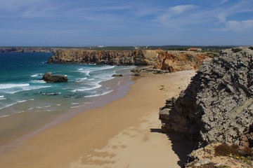 Steilküste Portugals in Richtung Norden, nahe der Festung von Sagres.