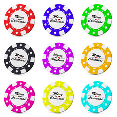 Merry Christmas gamble casino chips collection