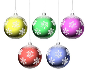 Christmas balls with snowflakes set