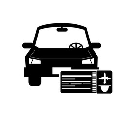 flat design car and boarding pass icon vector illustration