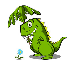 dinosaur with a flower, vector illustration
