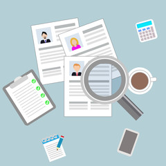 Cv resume concept of job interview. Vector