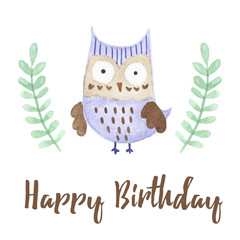 Happy Birthday card with a cute owl