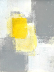 Grey and Yellow Abstract Art Painting - 119711825