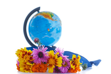 bouquet of autumn flowers with a globe