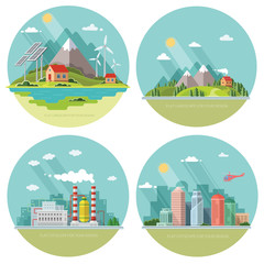 Set of icons of nature for your design. The theme of ecology, in