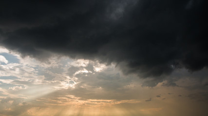 colorful dramatic sky with cloud at sunset