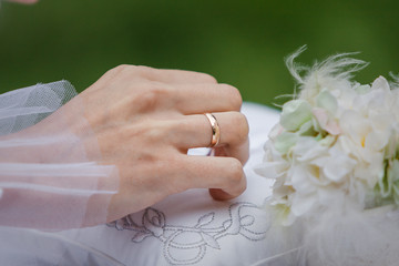 Golg wedding rings of bride and groom