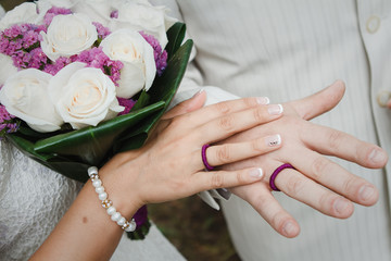 Golg wedding rings of bride and groom