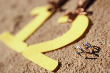 Golg wedding rings of bride and groom