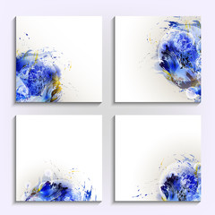 Set of banners with colored grungy blots. Imitation of paint strokes. Creative backgrounds with space for text. Elegant abstract composition. Vector EPS 10.