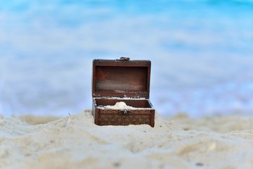 Treasure in the sand on the seashore