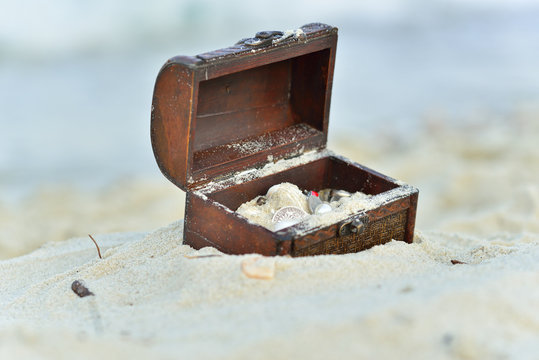 Treasure in the sand on the seashore