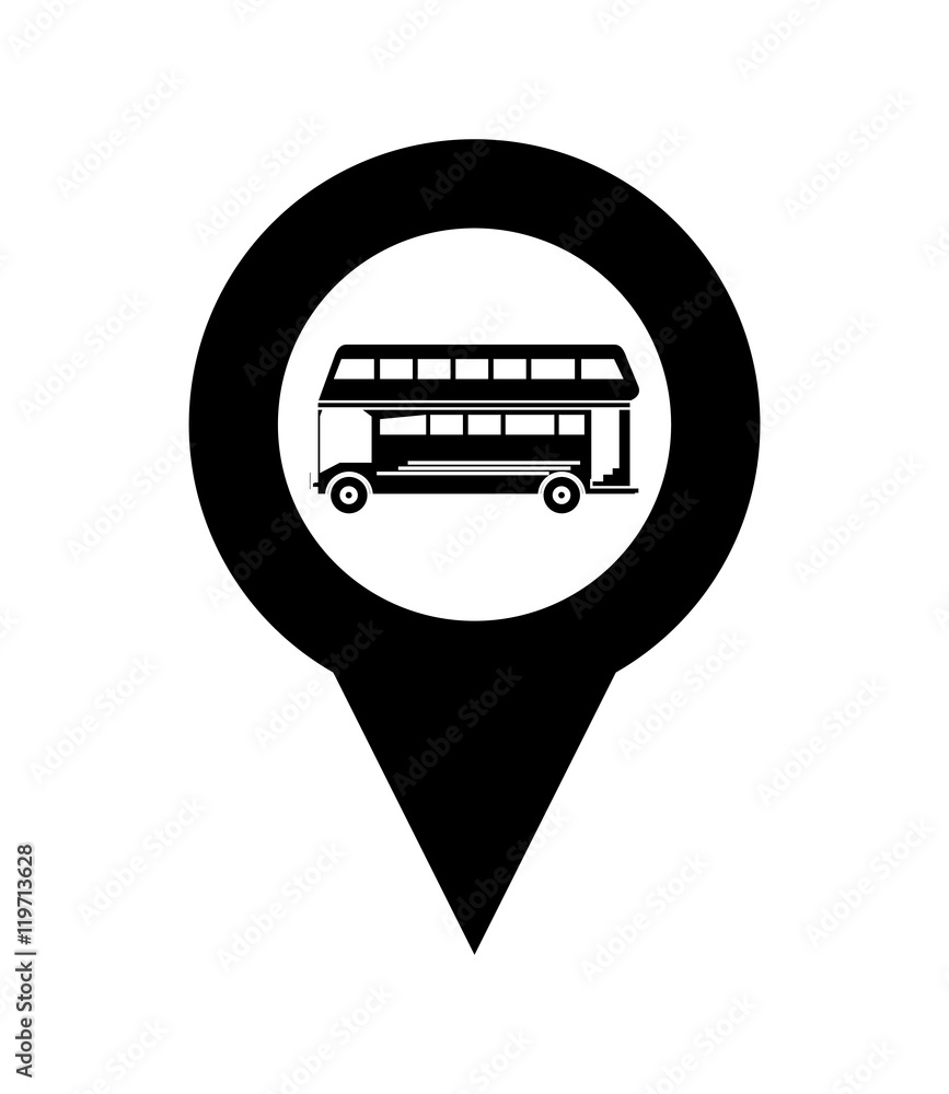 Poster flat design gps map pointer and bus icon vector illustration