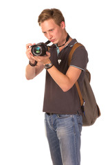 Young paparazzi with camera