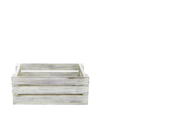 White wooden box on white background with copy space, clipping p