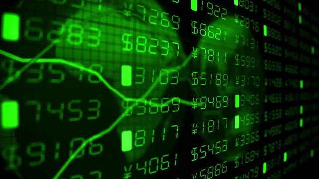Financial diagrams tickers numbers business data money stock market trade 4k