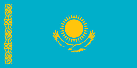 Nice drawing of amazing horizontal Kazakhstan flag.