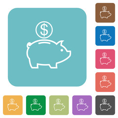 Flat Dollar piggy bank icons