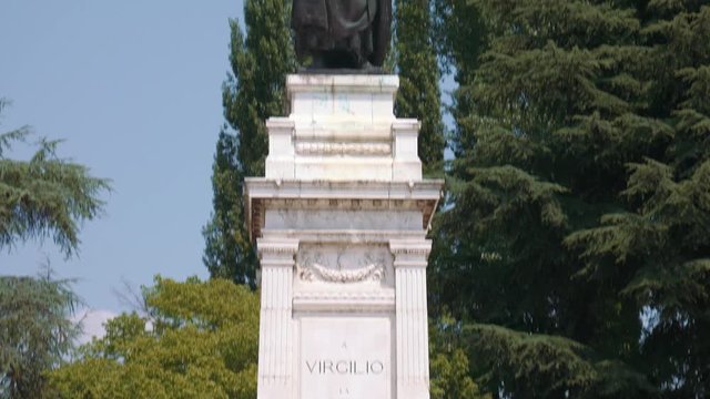 Tilt shot of Virgil statue, Mantua
