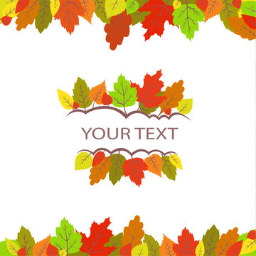 Colorful autumn leaves frame. Vector pattern for your design