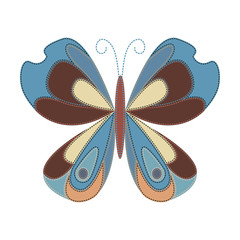 The applique butterflies. Blue butterfly patchwork.