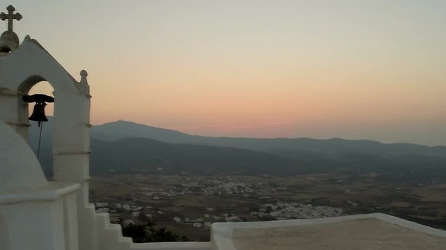 Church Saint Antony in Greece at Paros island against the sunset.